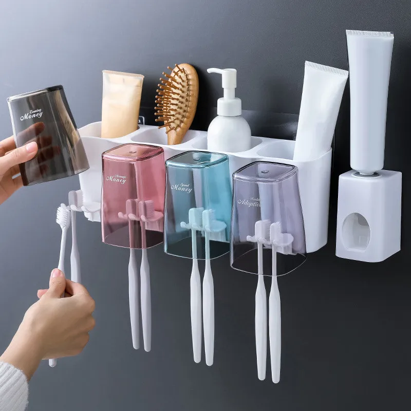 

Bathroom Accessories Sets Toothbrush Holder Toothpaste Squeezer Dispenser Bathroom Storage Box Case Household Items Dropshipping