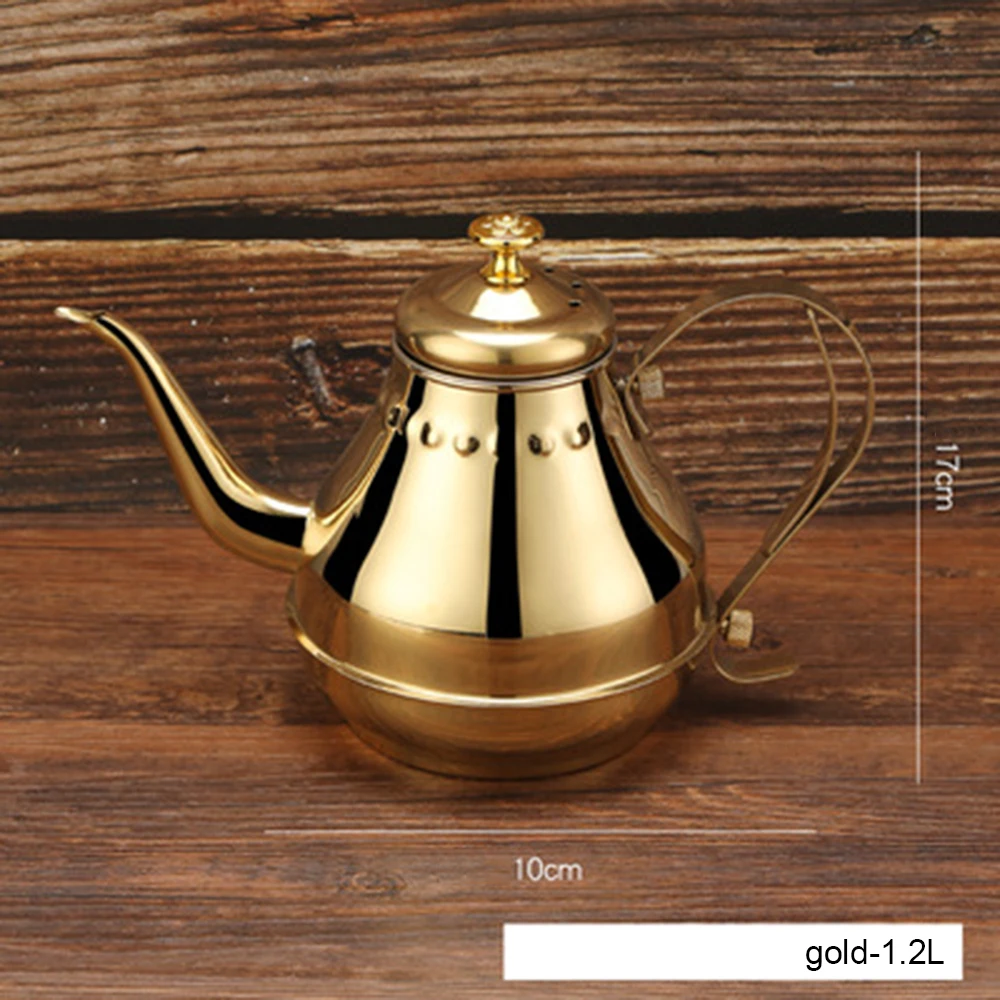 gold 1.2L 1.2L/1.8L кофеварка, пресс, мини-кофеварка, нержавеющая сталь, длинный рот, чайник для молока, кухонный инструмент, перколяторы, кофейник - Цвет: gold 1.2L