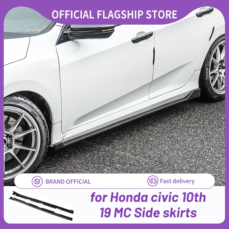

2pcs 190cm Car Side Skirt for honda civic 10th 2019 JDM Body kit Side Wing Bumper Lip Bumper Black/Carbon Fiber Look Side Skirts