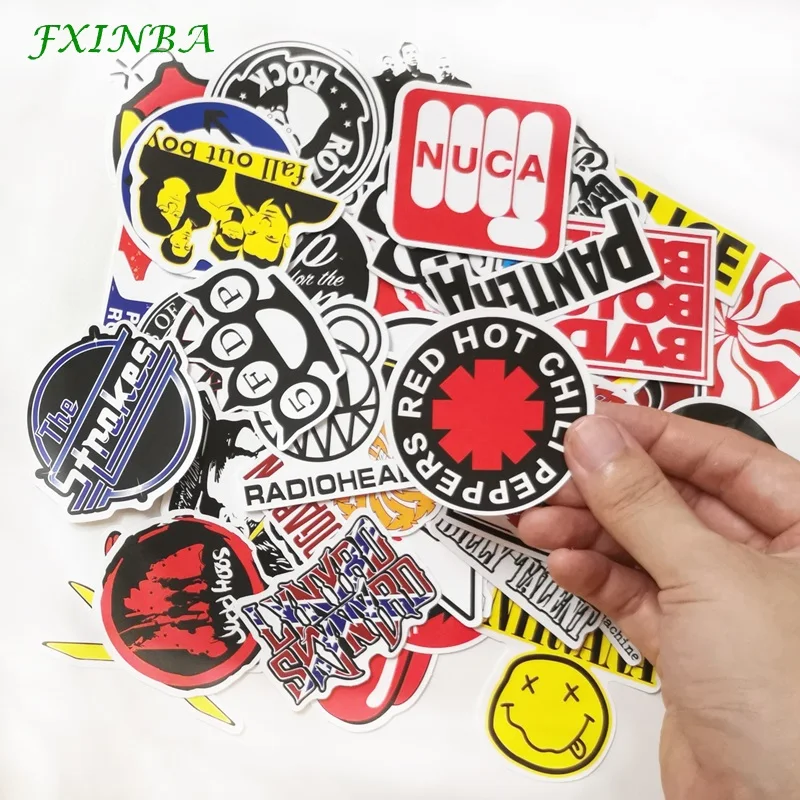 FXINBA 50 шт. наклейка в стиле рок музыка ретро полоса граффити наклейки JDM ПВХ Многоразовые DIY гитара мотоцикл ноутбук багаж скейтборд
