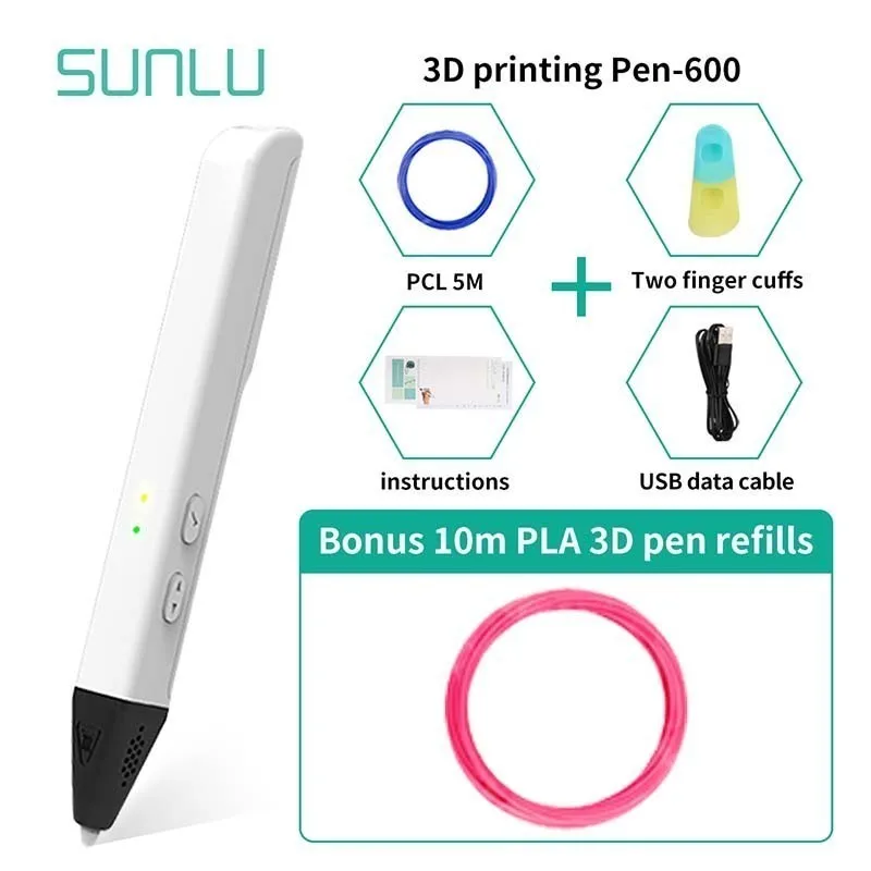 SL-600 3D печать Ручка для детей Scribble Белый Цвет 3D Ручка Поддержка PLA/PCL Fillament как подарок на день рождения Fod дети и взрослые - Цвет: 600-White-10.1