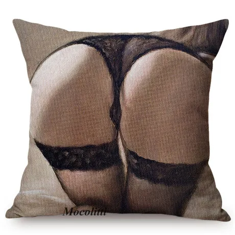 Nordic Sexy Woman Human Body Oil Painting Art Home Decorative Sofa Throw Pillow Case Sexy Girl Charming Large Butt Cushion Cover M074-2