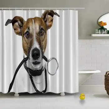 

Dog as a Nurse with Stethoscope Shower Curtain Marble Shower Curtain,101573,79''Long x 71''Wide