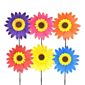 

NEW-Sunflower Garden Pinwheels Spinner, Lawn Wind Spinners Flowers Garden Party Pinwheel for Patio Lawn & Garden (6PCS)
