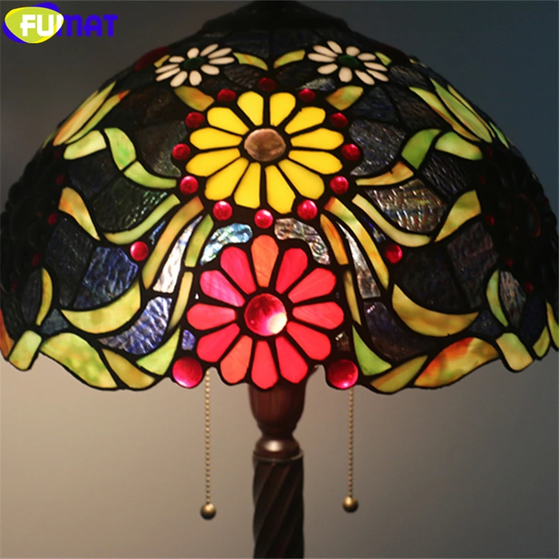 Fumat Tiffany Floor Lamp Gemstone Yellow Red Chrysanthemum Stained Fumat Tiffany Floor Lamp Gemstone