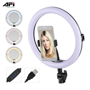 

AFI R11 11" LED Ring Light Phone Holder 3 Color Temperature Photography Lighting Video Light for Selfie Live Streaming Studio