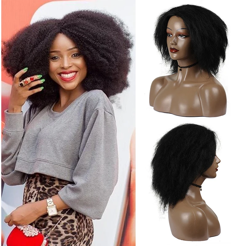 kinky straight wig in synthetic afro wig natural balck Short Kinky Curly Fluffy Wig for balck women African American MSGLAMOR