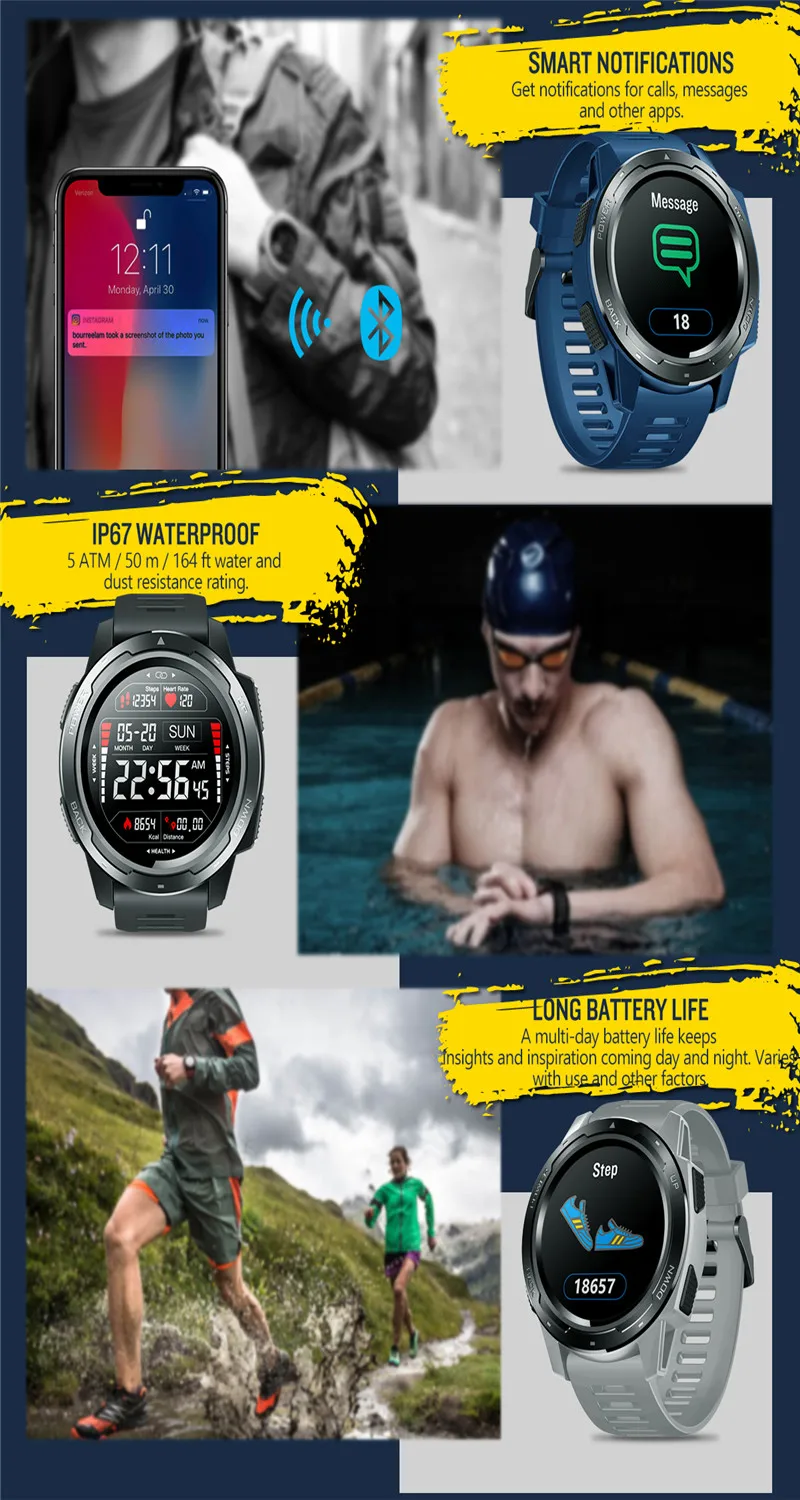 Zeblaze VIBE 5 водонепроницаемые Bluetooth Смарт-часы фитнес-трекер высокого класса модные джентльменские часы профессиональные спортивные умные часы
