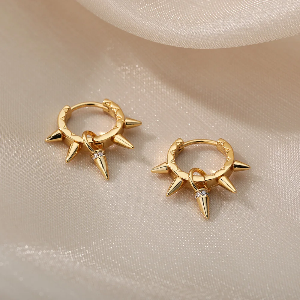 Punk Spike Rivet Stainless Steel Earrings For Women