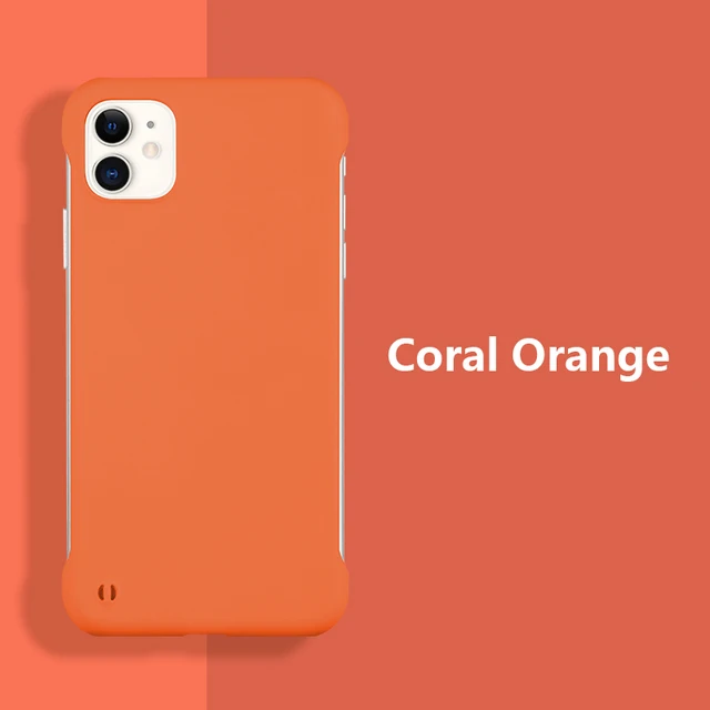 Slim Hard PC Frameless Phone Case For iPhone 13 12 11 Pro Max Mini XR XS X 6 6S 7 8 Plus SE 2 Shockproof Matte Solid Color Cover Orange