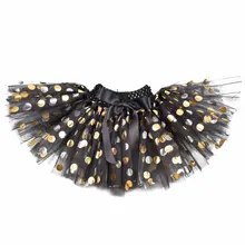 Черная пышная детская юбка-пачка праздничный костюм для первого дня рождения для девочек фатиновая юбка в горошек для малышей многослойная Newborn-5T6T