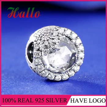 

Sterling Silver Dazzling Snowflake Clear CZ Nature Stone Bead Fit silver 925 original bracelet argent charms for bracelet making