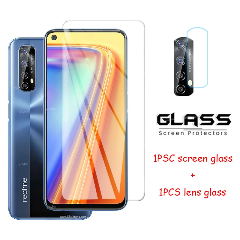 2 в 1 защитное стекло на Realme 7 защитные стекла для экрана объектива камеры