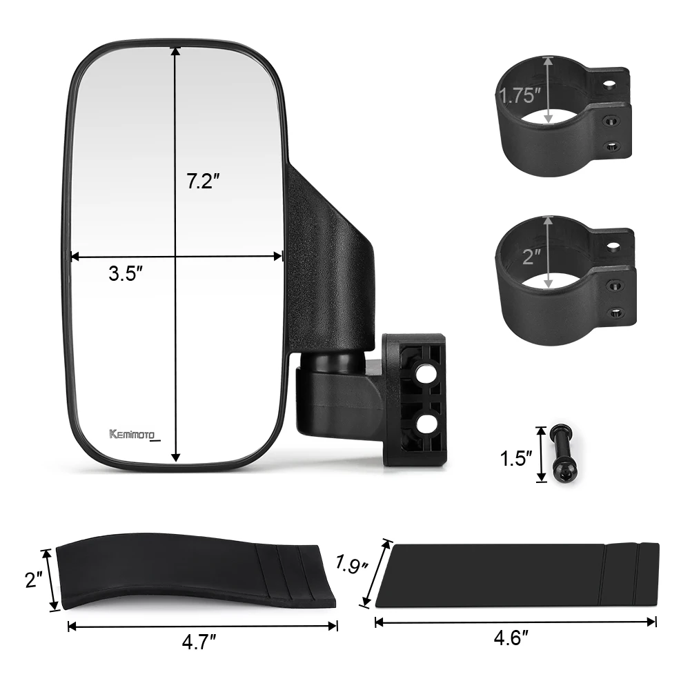 UTV 1,7" 2" MirrorsSide зеркала заднего вида w/ заклёпки для Can Am Maverick X3 для Polaris RZR 800 900 1000 RZR PRO XP