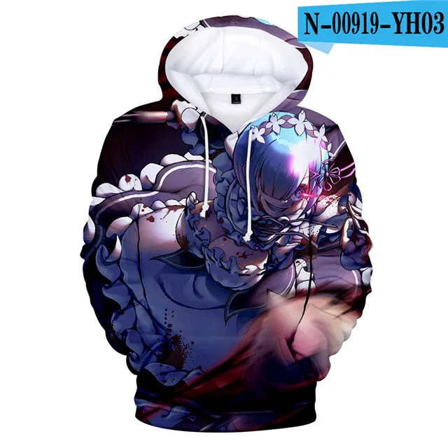 Re Zero Толстовка с капюшоном, куртка, пуловер, пальто, Толстовка для мужчин, женщин, детей, одежда для девочек, одежда Rem and Ram, толстовки с капюшоном в японском стиле - Цвет: 3dwy-203