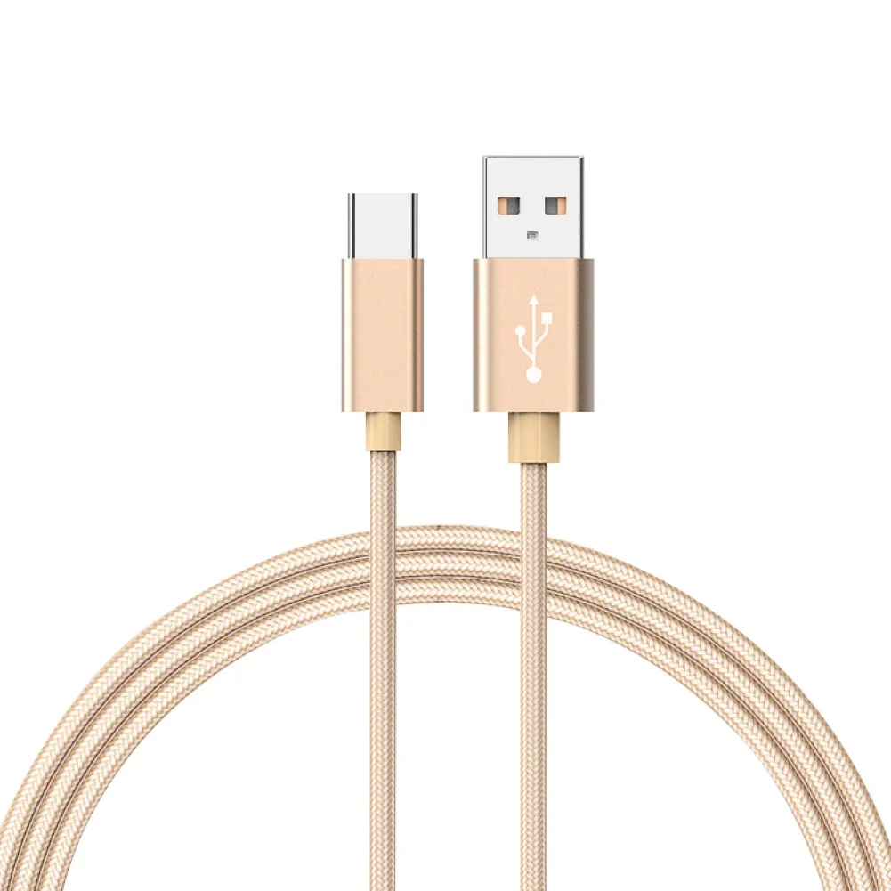 1 м нейлоновый Плетеный Кабель USB 3,0 type-C для быстрой зарядки и передачи данных для Android, кабель для зарядки мобильных телефонов, кабель для передачи данных, микро зарядное устройство - Color: Golden