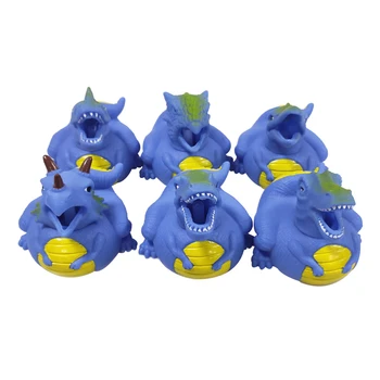 

6PCS Blue series Jurassic Dinosaur shape Screaming Duck Pets Dog Toys Squeeze Sound for Dogs Funny Squeaky Baby Bath Toy