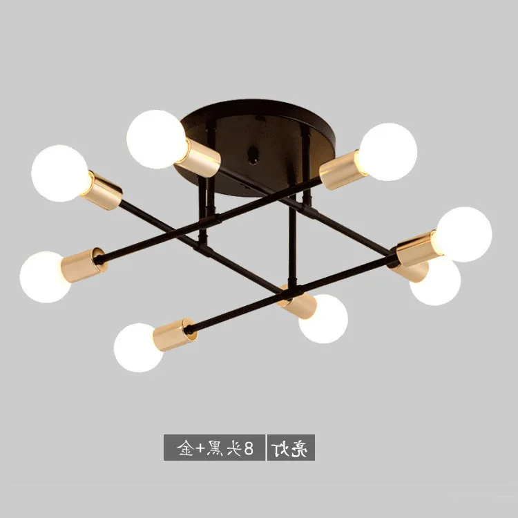 

Multiple Rod Wrought Iron Ceiling Light Retro Industrial Loft Nordic Dome Lamp for Home Decor Dinning Cafe Bar