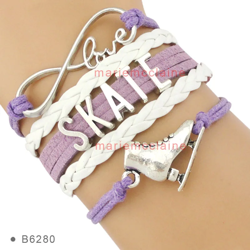 Высокое качество Live Your Dream Infinity Love to Skate Фигурное катание обувь дружба подарки браслеты для женщин - Окраска металла: B6280