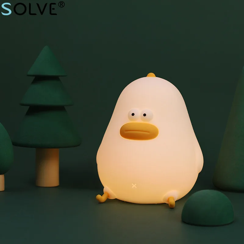 

Little Fat Chicken LED Silicone Night Light Bedroom Bedside Sleep Lamp USB Charging Two Gear Dimming Time Switch Children's Gift