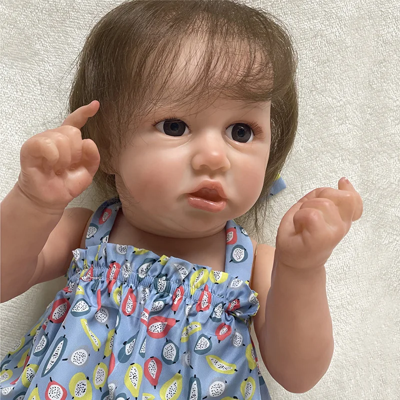 

55CM Black Skin Reborn Babe Doll Girl Toy Silicone Reborn Doll Lifelike Rebirth Doll Handmade Advanced Painting