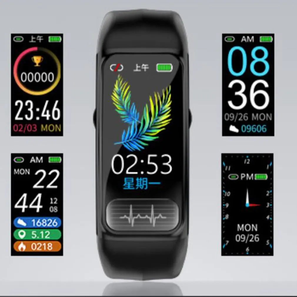 P12 ECG PPG SPO2 Smart Bracelet Heart Rate Oxygen Monitor Blood Pressure Smart Belt IP67 Waterproof Call Reminder Sports Band