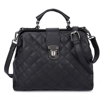 

Fashion Plaid Rivets Design Pu Leather Crossbody Bags For Women Solid Color Shoulder Handbags Female Doctor Tote