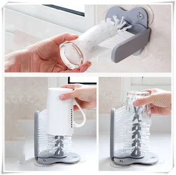 

1PC Cleaning Brush Cup Bottles Sink Kitchen Water Scrubber Wine Suction Cleaning Cup Brush Drop Ship Glass Cleaner XB 076