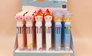 

creative lovely kids 10 color multicolor ballpoint pen cartoon stationery prize kawaii school gift pen office writing pen 30pc