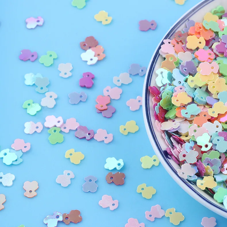

10g/lot 5*6mm Mini Bear Shape PVC loose Sequins Craft Glitter Paillettes for Nail Art Manicure DIY Sewing Wedding Decor Confetti