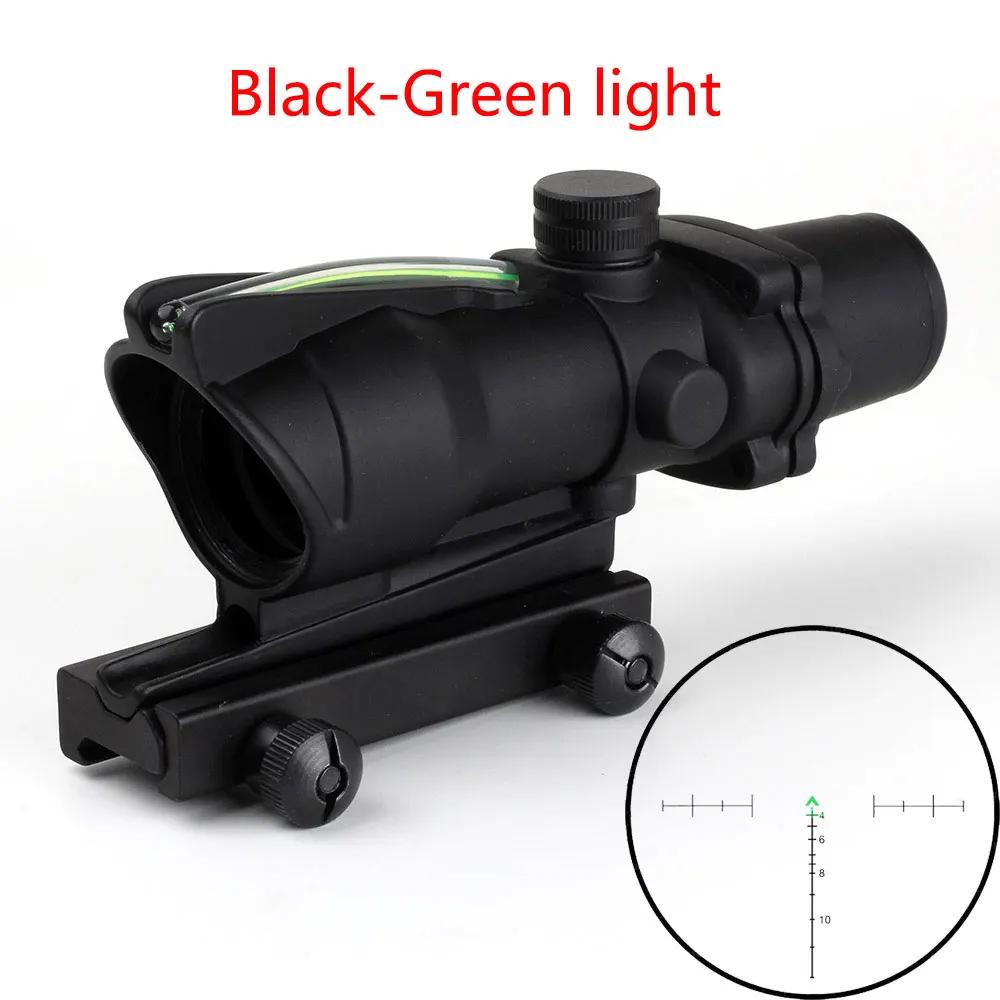 Охотничий прицел Chevron ACOG 4X32 оптический прицел красный зеленый с подсветкой Стекло травленая сетка тактический оптический прицел - Цвет: Black-green Unmark