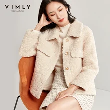 Vimly płaszcz ze sztucznego futra dla kobiet jesienno-zimowa elegancka klapa jednorzędowa gruby jednolity, damski gruby znosić 30126