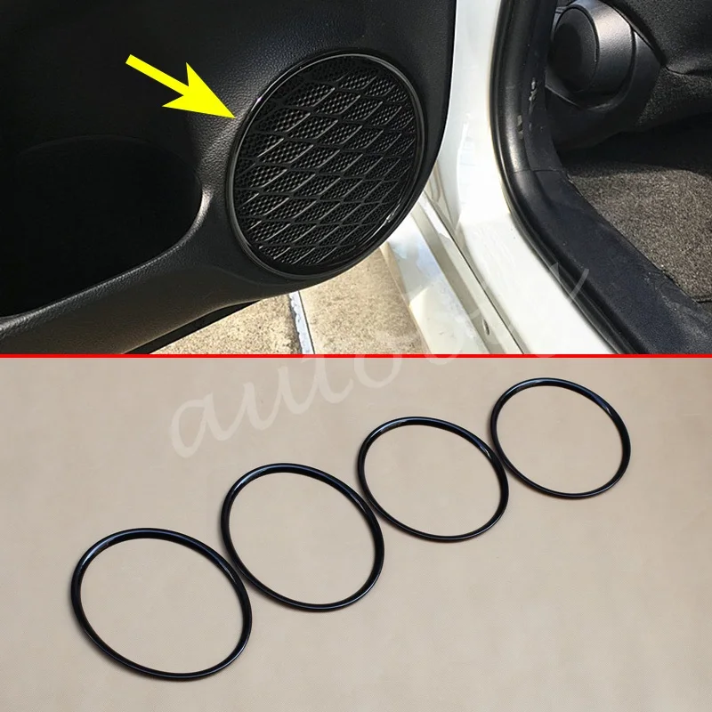

For Toyota Prius Prime 2016-2020 Interior Door Speaker Ring Surrounds Trims Glossy Black