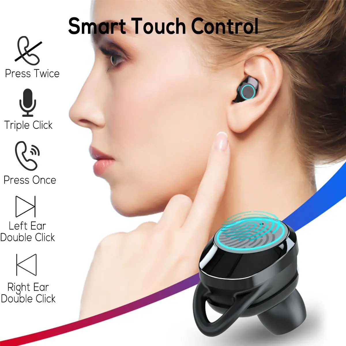 Bluetooth 5,0 наушники TWS настоящие беспроводные стерео наушники сенсорное управление Водонепроницаемая гарнитура с зарядным устройством 1000 мАч
