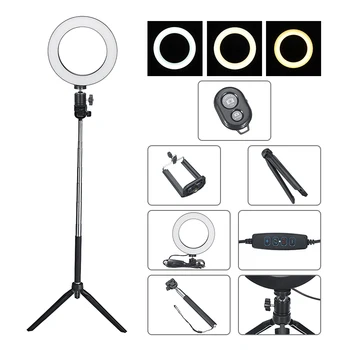 

Photography Dimmable LED Selfie Ring Light Video Live 3500-5500k Photo Studio Lamp With Phone Holder USB Plug Tripod Fill lights