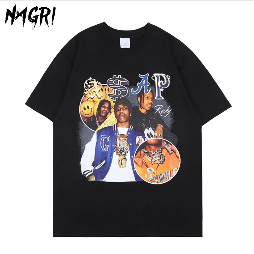 Gran venta NAGRI lo antes posible Rocky T- shirt hombres ropa informal estilo Hip Hop Harajuku Vintage T camisa estampado con dibujo pantalón corto Casual Camiseta de manga w5K7AXQEq