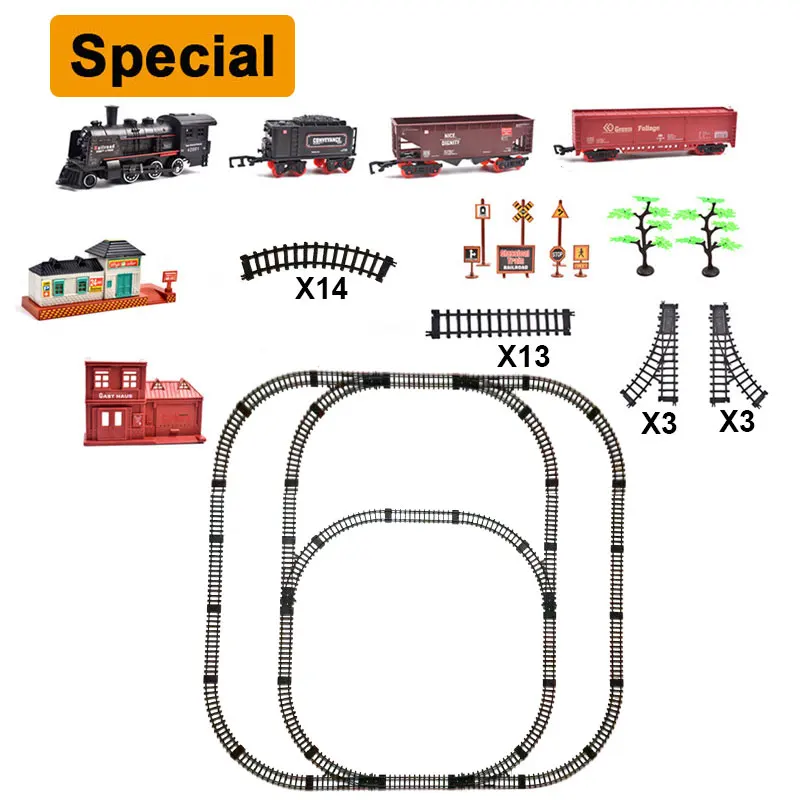 Электрический игрушечный поезд рельсы детская железная дорога железнодорожные пути набор модели железной дороги набор поездов для детей Детские радиоуправляемые поезда игрушки модель - Color: special medium2