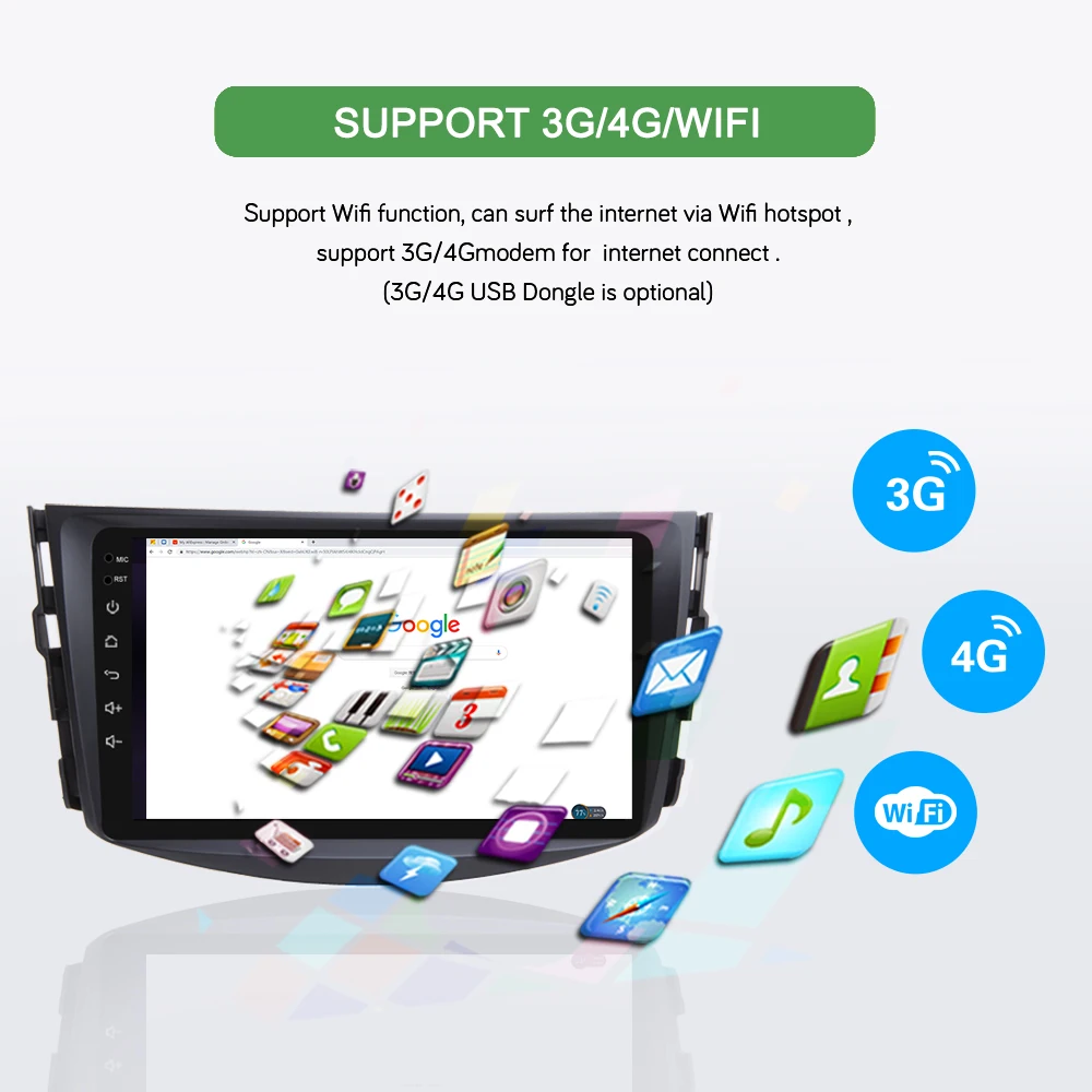 Cheap Bonroad  Android 9.0 Car multimedia playr for Toyota rav4 2007 2008 2009 2010 2011 Car DVD GPS Navigation palyer Ram 2G Rom16G 11