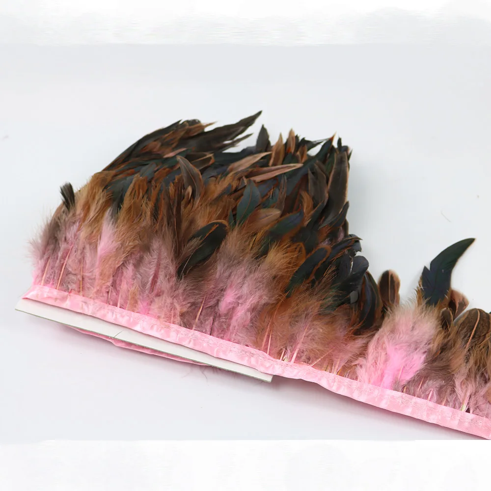 4 pink rooster feather trims 4