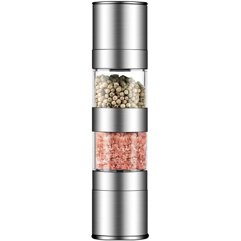 

New-2 In 1 Salt And Pepper Grinder Set,Stainless Steel Salt Grinder With Adjustable Ceramic Rotor, Salt Mill And Pepper Mill Sha