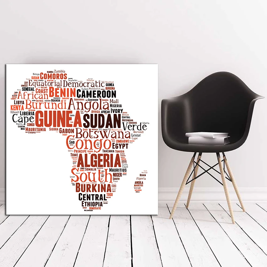 Large size Print Oil Painting Wall painting African countries in word collage Art Picture For Living Room | Дом и сад