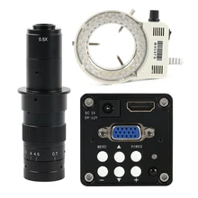 720P HDMI VGA промышленный цифровой видео микроскоп камера+ 100X 180X 300X C крепление объектива+ 56 светодиодный кольцевой светильник для телефона пайка ПХД