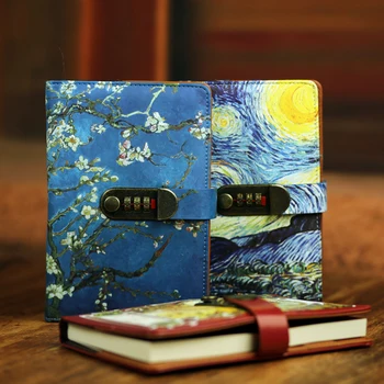 

Vintage Password Lock Notebook For Women Man Diary Notepad A5 Note Book Stationery Gift Traveler School Journal