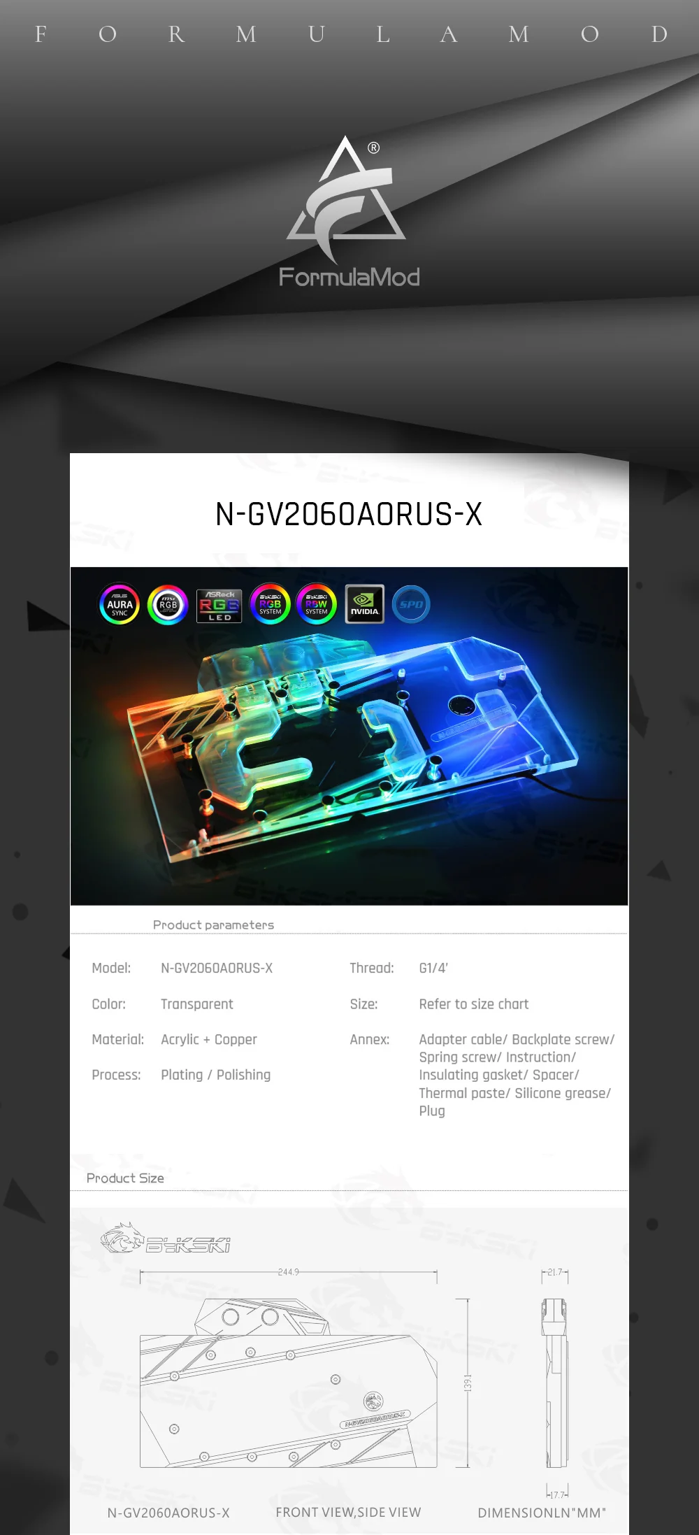 Bykski N-GV2060AORUS-X блок водяного охлаждения GPU для Gigabyte AORUS RTX 2060 Xtreme 6G