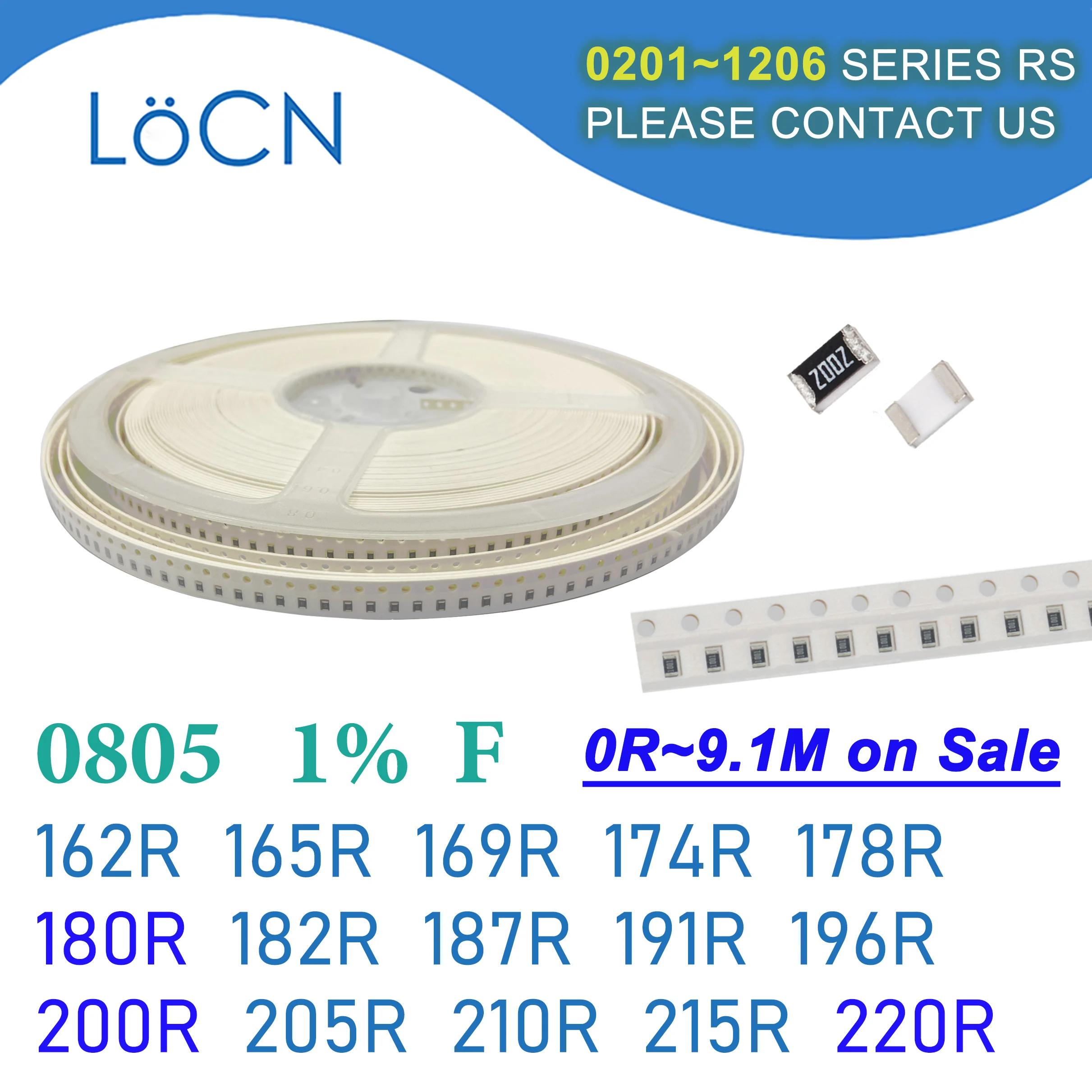 

0805 1% 5000PCS SMD Resistor F 162R 165R 169R 174R 178R 180R 182R 187R 191R 196R 200R 205R 210R 215R 220R 2012 OHM