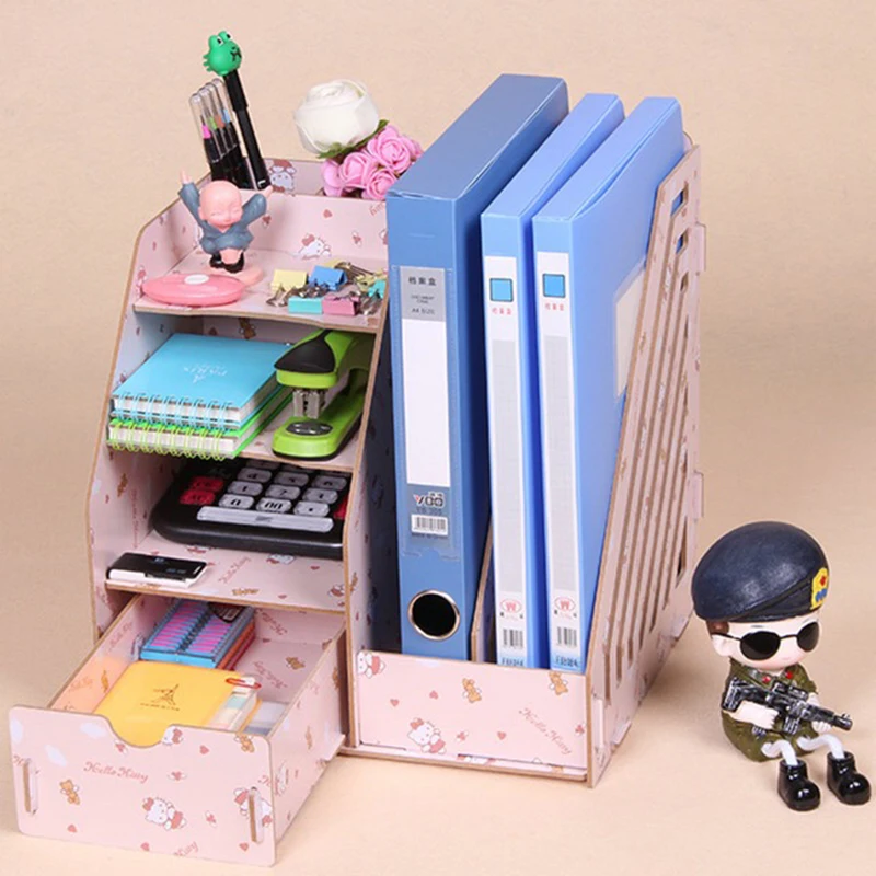 Настольный офисный ящик для хранения, деревянный ящик А4, бумажный стеллаж, органайзер для дома, контейнер для мобильного телефона, мелочи - Цвет: 01
