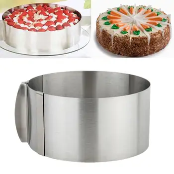 

Adjustable Hot Sale Retractable Stainless Steel Circle Mousse Ring Baking Tool Set Cake Mould Mold Size Adjustable Bakeware