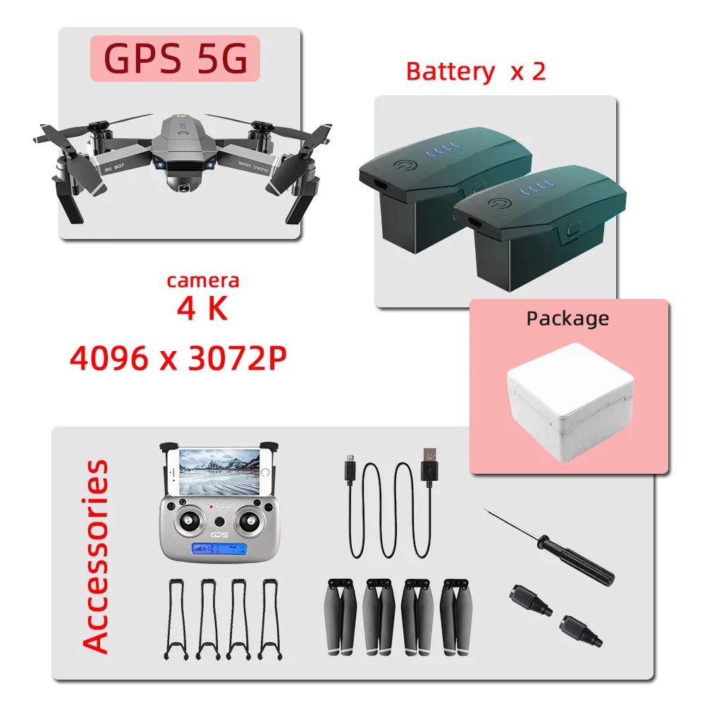 SG907 Дроны с камерой hd Дрон gps rc вертолет 4K игрушки Квадрокоптер Профессиональный Дрон Квадрокоптер helicoptero - Цвет: 4K 2B foam box