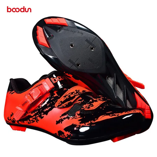 Red BOODUN/Мужская обувь для велоспорта; Ультралегкая противоскользящая дышащая обувь из микрофибры; обувь для горного велосипеда; велосипедный замок; обувь для верховой езды - Цвет: Red