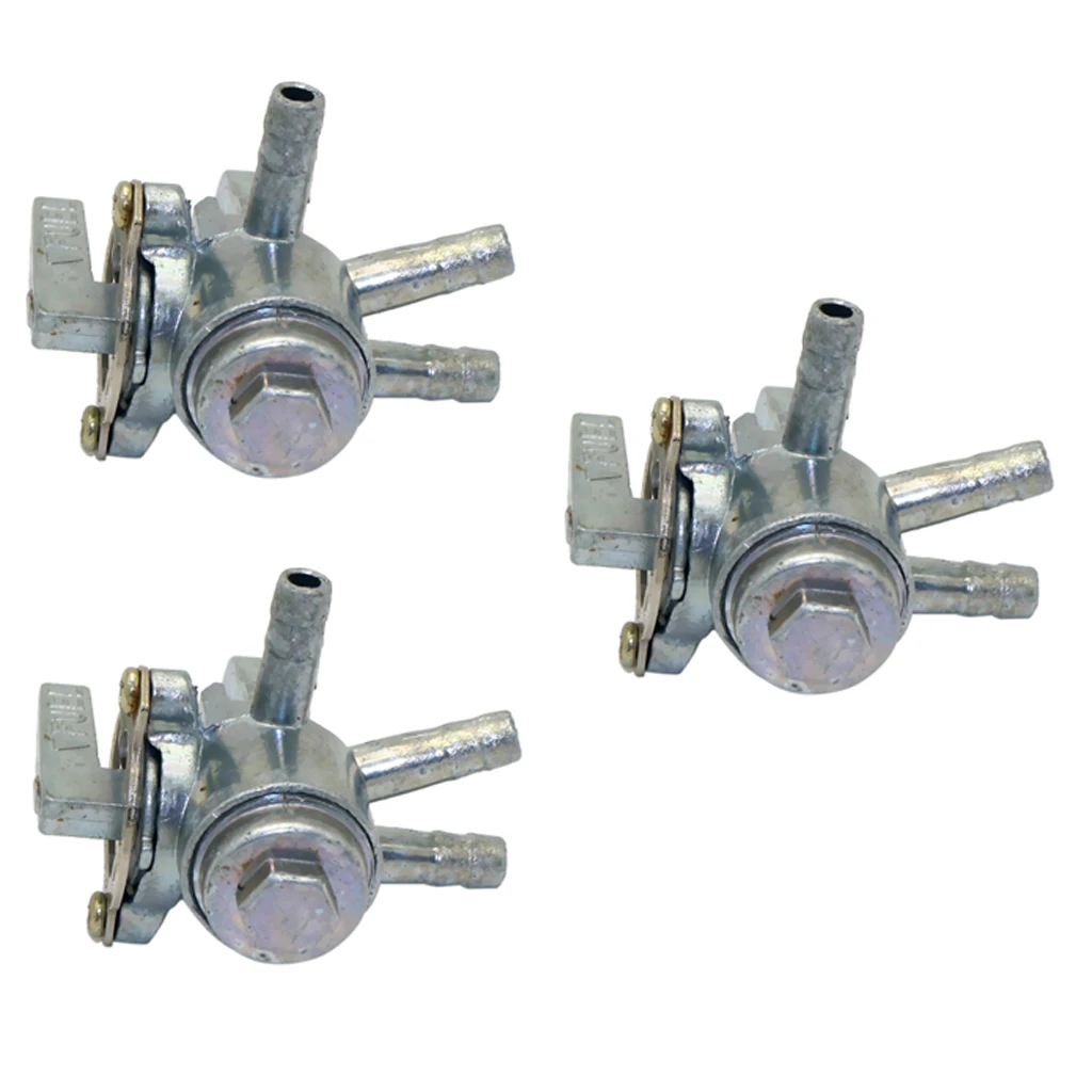 3x Solid 3way Petcock Fuel Tank Shut Off Valve For Atv Motorcycle Dirt